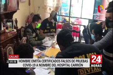 Certificados falsos de COVID-19 eran emitidos a nombre del hospital Carrión del Callao