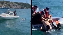 Sarıyer'de sahil güvenlik boğulmak üzere olan kişiyi böyle kurtardı