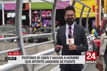 Peatones se unen y evitan que extranjero se tire de un puente en la Vía Expresa Grau
