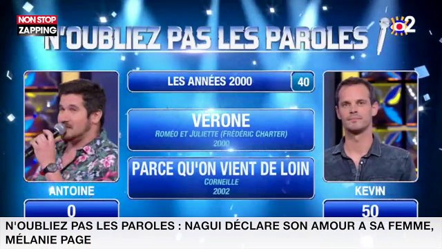 N’oubliez pas les paroles : Nagui déclare son amour à sa femme, Mélanie Page (vidéo)