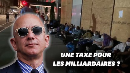 Download Video: Des travailleurs immigrés sous les fenêtres de Jeff Bezos pour que 