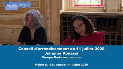 Discours de Madame Johanne Kouassi - Conseil d'arrondissement - Samedi 11 juillet 2020