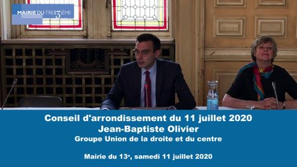 Discours de Monsieur Jean-Baptiste Olivier - Conseil d'arrondissement - Samedi 11 juillet 2020