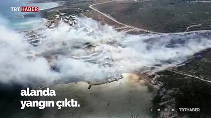 Alaçatı'da makilik alanda yangın
