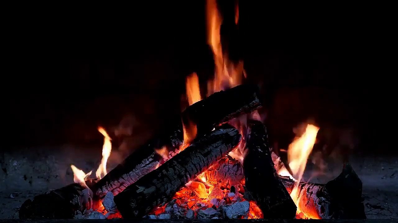 Relaxing fireplace with soft music meditate to sleep