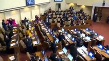 Diputada chilena disfrazada haciendo el tonto en el Congreso