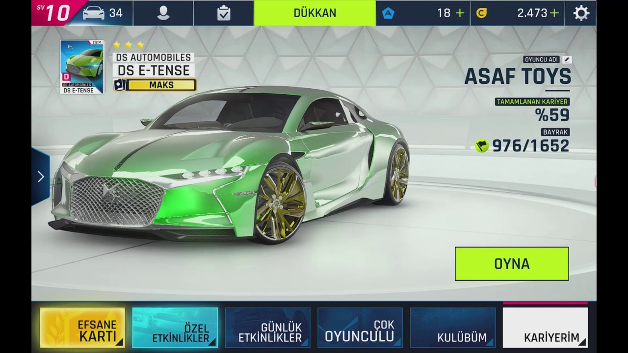 Asphalt 9 İskoçya Rüzgar Yönünde DS AUTOMOBILES DS E-TENSE