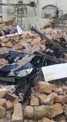 Walls Collapsed on Cars in Karachi