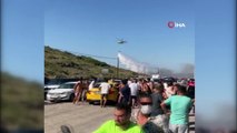 Ünlü tatil merkezi Alaçatı’daki yangın tatilcilere korku dolu anlar yaşattı