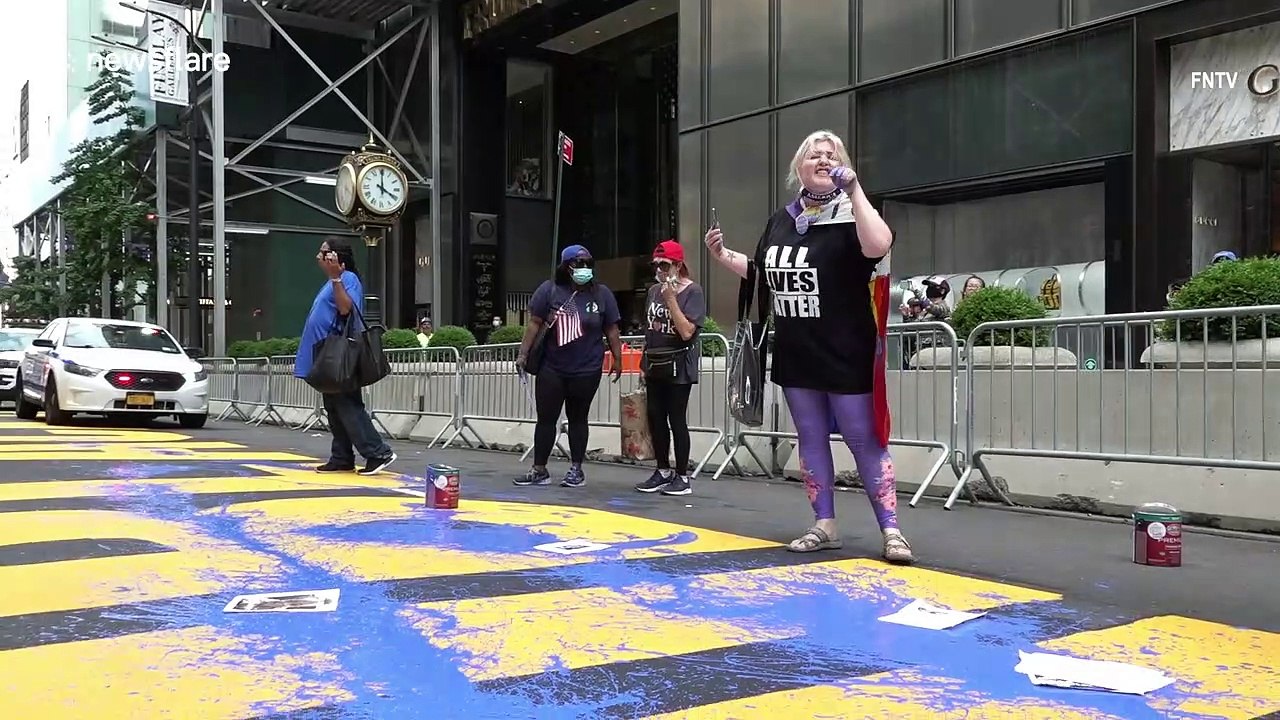 Black Lives Matter mural in NYC vandalized by Trump supporters with blue paint