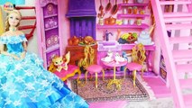 Barbie Princess doll Pink Castle Unboxing Morning with Rapunzel putri Barbie Kastil Princesa Castelo