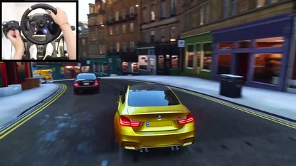 Forza Horizon 4 Drifting BMW M4 in Snow (Steering Wheel + Shifter) No HUD Gameplay