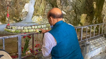 Rajnath Singh on Amarnath temple visit offers prayer