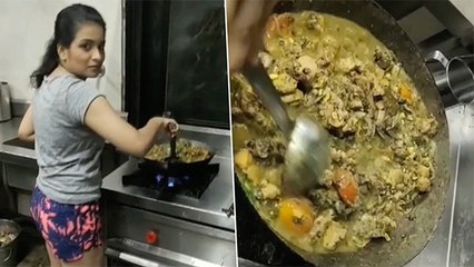 शर्मिला शिंदेने Crew साठी बनवले ग्रीन चिकन ड्राय