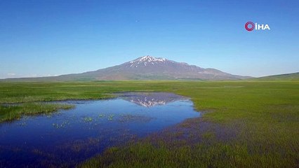 Kuş Cenneti Cil Gölü’nün havadan görüntüsü hayran bırakıyor