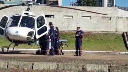 Mulher atingida por caminhão em Tupãssi é trazida de helicóptero a Cascavel