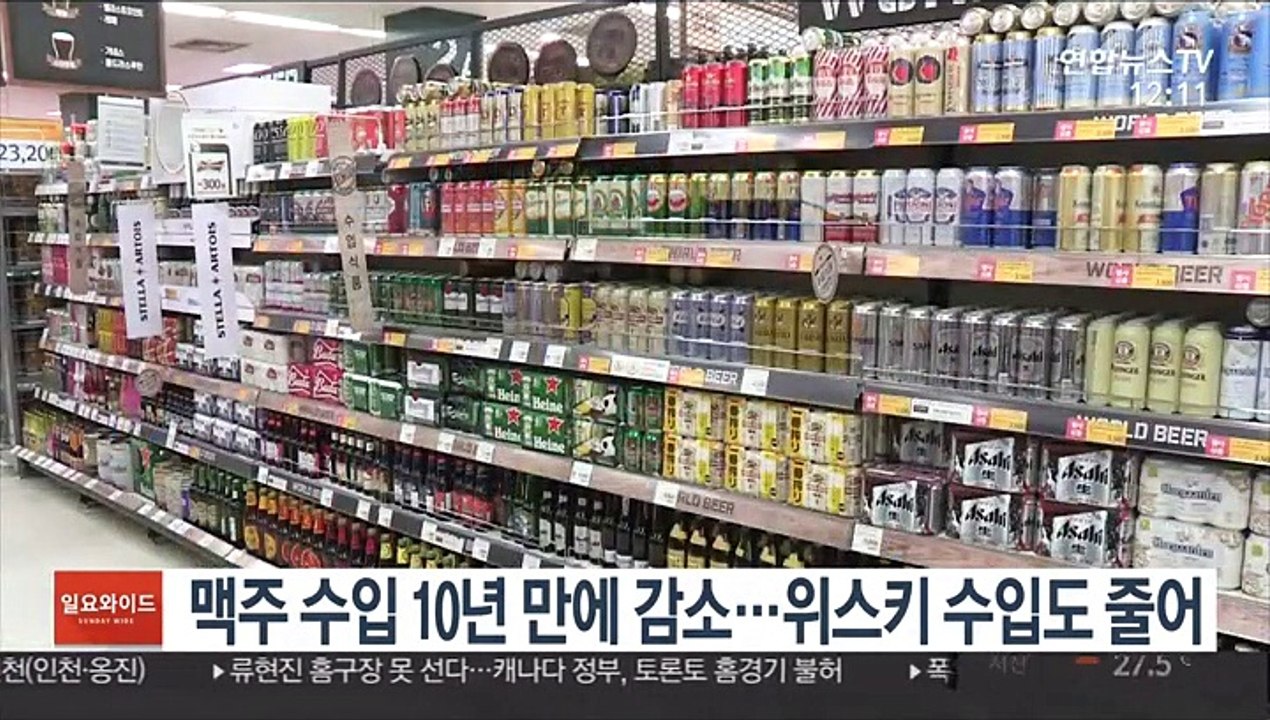 맥주 수입 10년 만에 감소…위스키 수입도 줄어