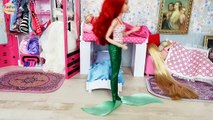 Mermaid Ariel Barbie Rapunzel Morning Routine Breakfast New Dresses boneka putri duyung pagi Sereia