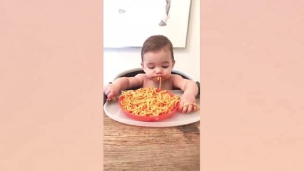 Funny Babies Eating Noodles Compilation, Baby Fails