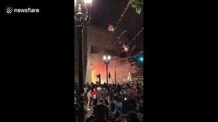 Fireworks and smoke bombs fired towards Portland's county justice center
