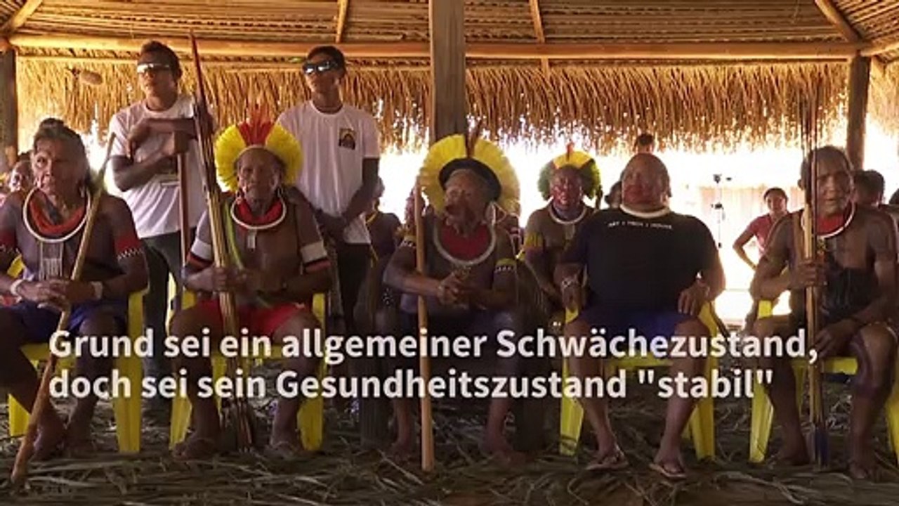 Uralter brasilianischer häuptling raoni im krankenhaus