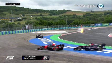 F3 Hungary2020 Race 1 Lawson Fire Chaos Red Flag