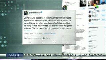 Ernesto Samper alerta del incremento de la violencia en Colombia