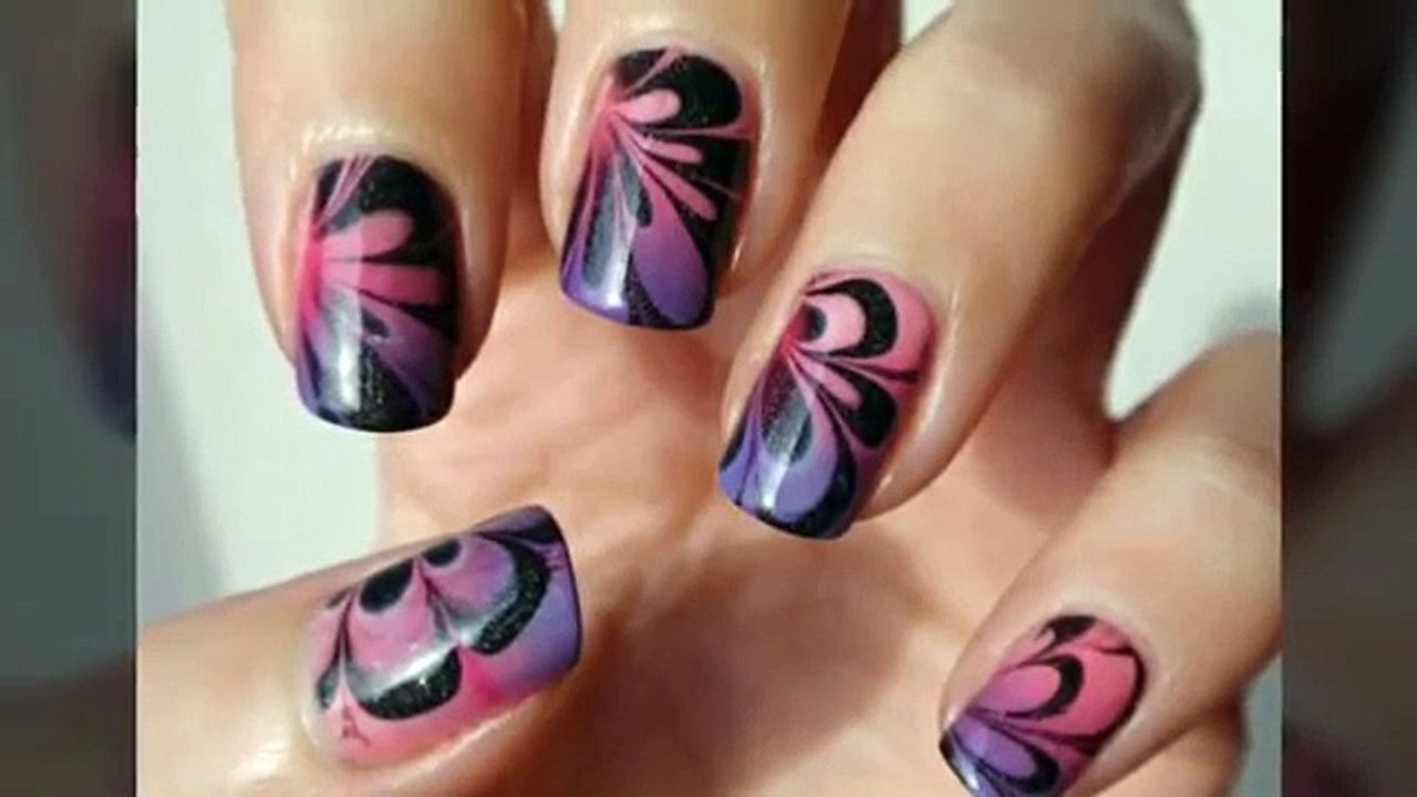 Water Marble Nail Art Designs
