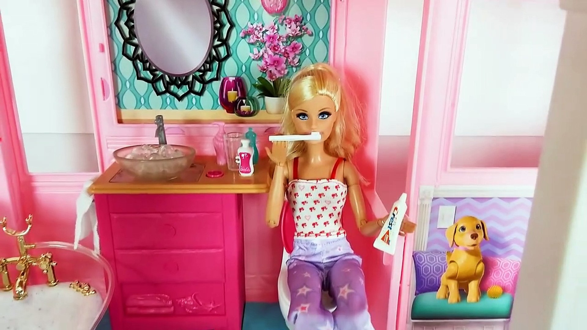 Barbie Pink House Morning Routine Rapunzel Bedroom دمية باربي البيت Rumah Barbie Casa Video Dailymotion