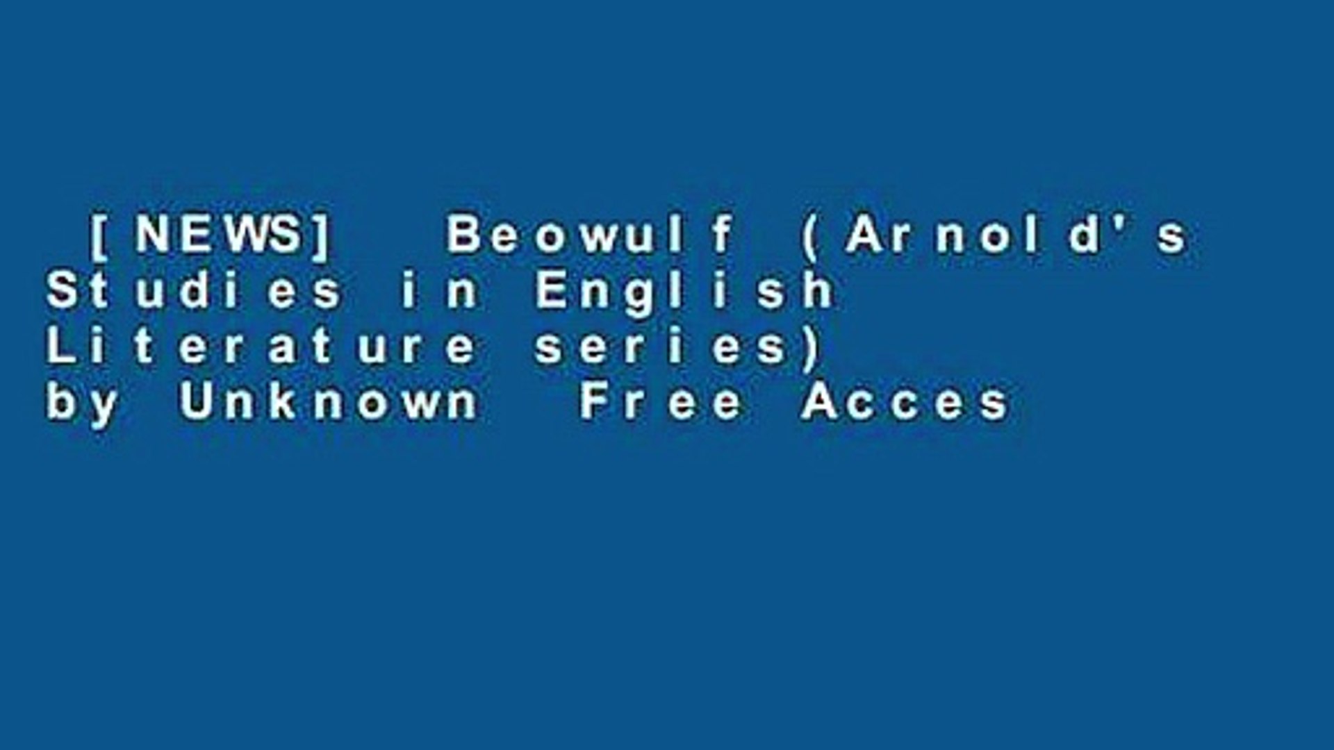 [NEWS]  Beowulf (Arnold's Studies in English Literature series) by Unknown