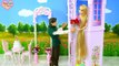 Rapunzel doll Wedding Tower Playset Unboxing Barbie Puppe Morgen Boneka Pernikahan Menara Mainan