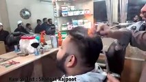 Amazing Fire Hair Cutting in Shop!