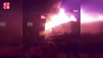 Alev alev yanan evden yaşlı çiftin kurtarılma anı kamerada