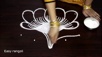 creative flower, kolam designs, with 5x3 dots  ,  5 dots muggulu designs   , easy rangoli designs