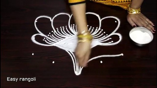 creative flower, kolam designs, with 5x3 dots , 5 dots muggulu designs , easy rangoli designs