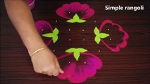 Creative Flower, Rangoli With 8x2 Dots,   Simple Flower Kolam,   Muggulu Designs for, Beginners