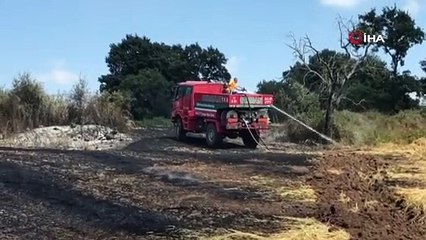 Anız yangını ormana sıçramadan söndürüldü
