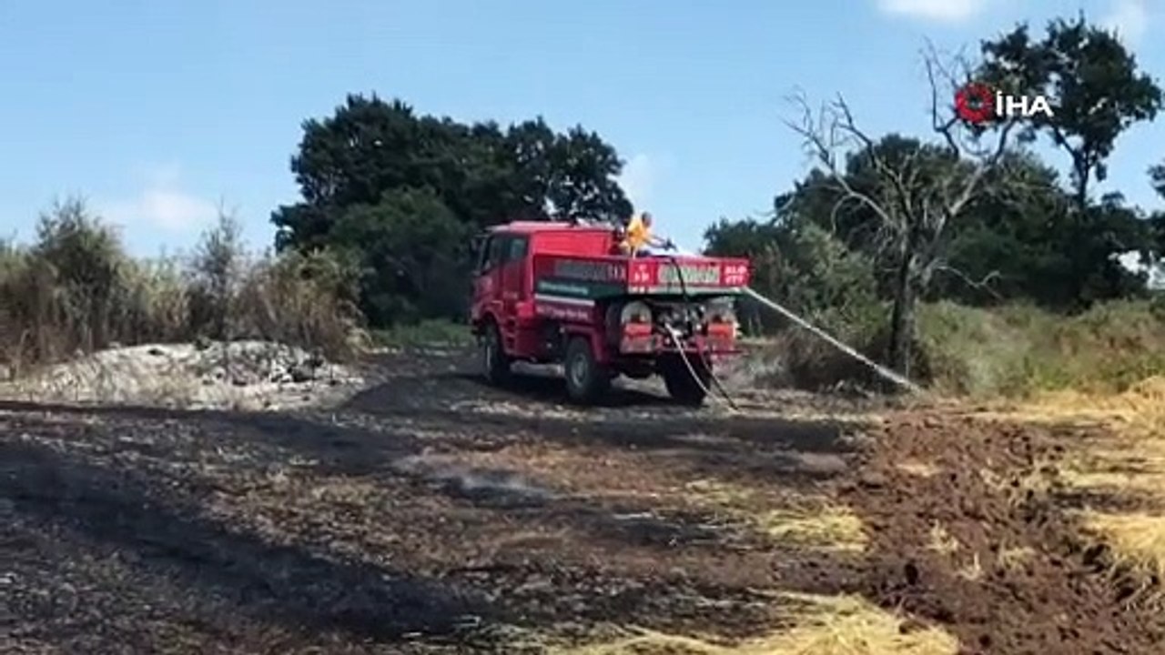 Anız yangını ormana sıçramadan söndürüldü