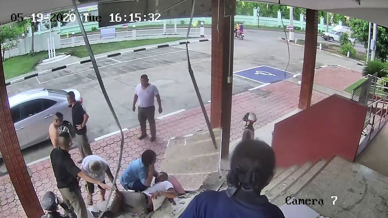 Policeman falls through station ceiling