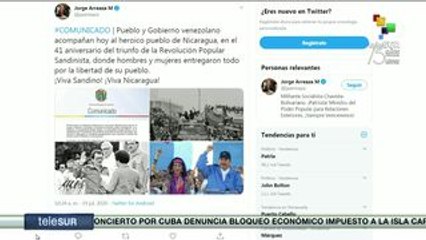 Felicitan líderes a Nicaragua a 41 años del triunfo sandinista