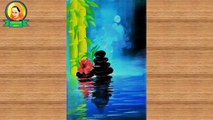 bamboo painting | bamboo and stone painting in acrylic color | how to paint bamboo and stone