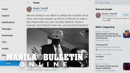 Trump says wearing mask 'patriotic' in tweet showing his face covered