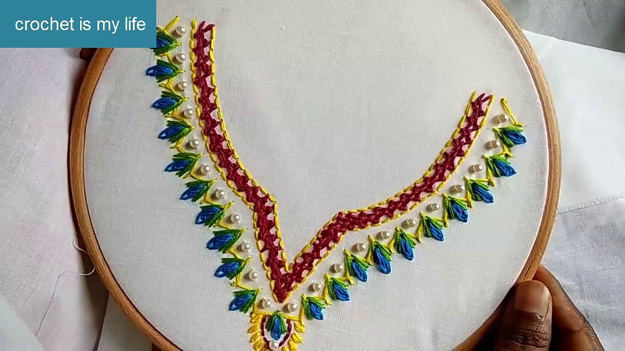 Hand Embroidery - Neckline Embroidery Design For Kameez - Kurtis - Dress -  فيديو Dailymotion