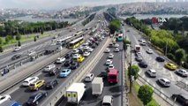 Haliç'te yoğun trafik havadan görüntülendi