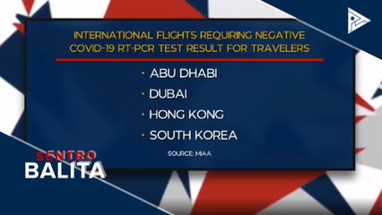 Negatibong CoVID-19 RT-PCR test result, requirement na para makapasok sa ilang bansa