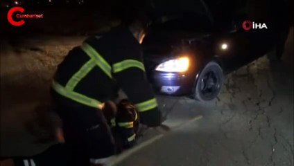 Bir anda aracın içine girdi! Ekipler harekete geçti