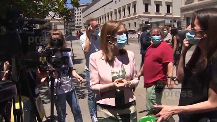 Ana Pastor (PP) comparece ante los medios en los alrededores del Congreso