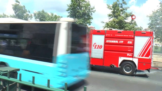 Fatih Sultan Mehmet Köprüsü çıkışında araç yangını