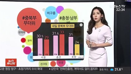 [날씨트리] 중북부 30도 웃도는 더위…충청·남부 장맛비