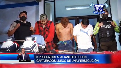 Tres presuntos asaltantes fueron capturados luego de una persecusión